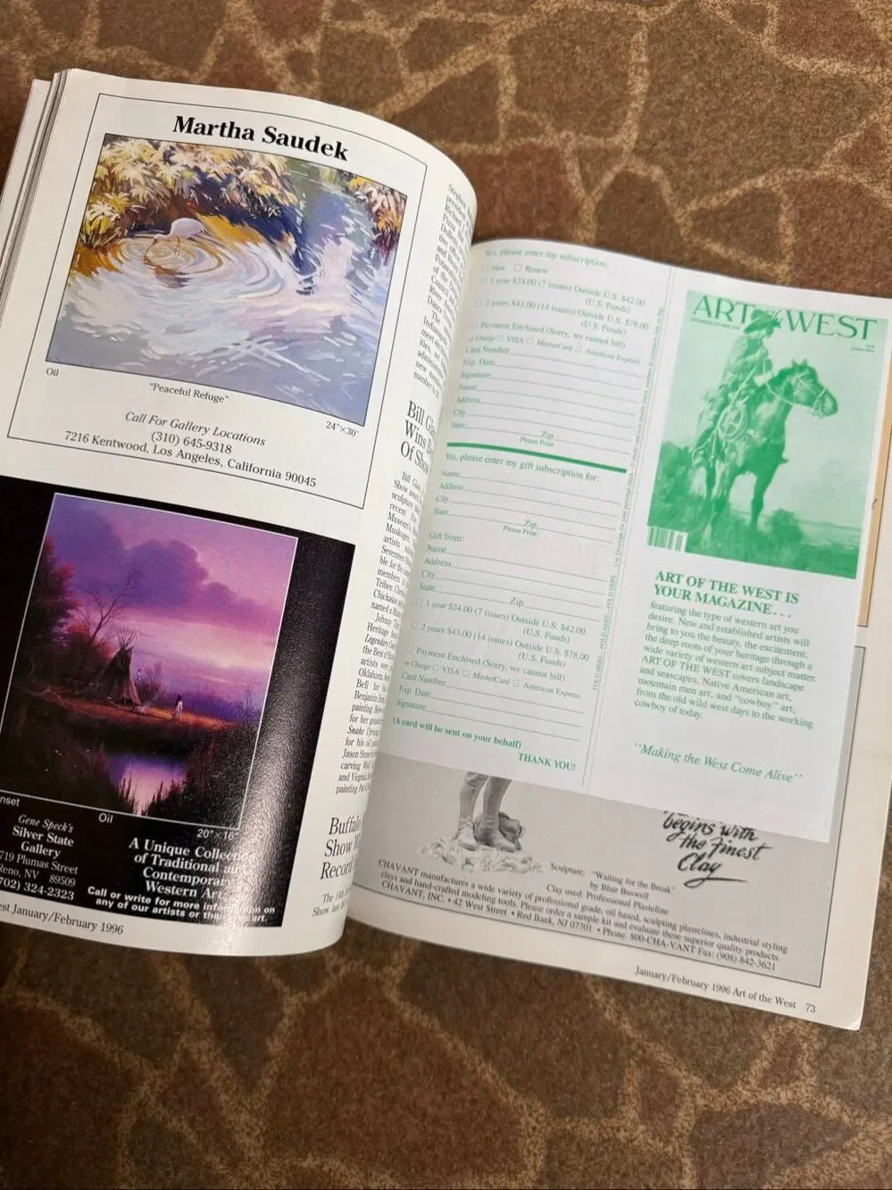 Vintage 1996 Art West Magazine Journal Western Cowboy